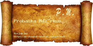Prohaska Márkus névjegykártya